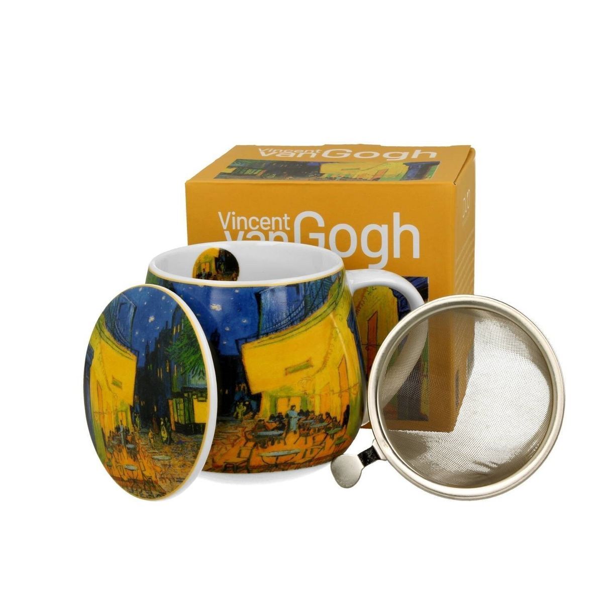 Taza Infusion Terraza Van Gogh Duo Porcelana Caja Regalo