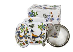 Taza Infusor Pajaro Etnico Porcelana para Té e Infusion