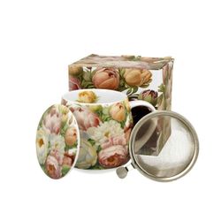 Taza Infusor Peonies Porcelana Caja Ideal Regalo