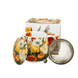 Taza Infusor Tulips Porcelana Caja Ideal Regalo