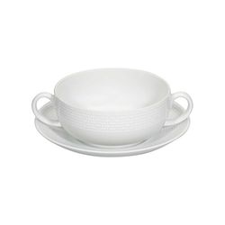 Taza para consomé con plato de porcelana en blanco, 16,7 x 16,7 x 5,4 cm | Cesta