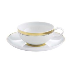 Taza Té c/Platillo porcelana Domo Gold,  Ø16,8x5 cm