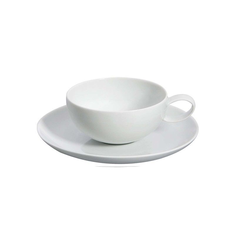Taza té c/platillo porcelana Domo Whité,  Ø16,8x5 cm