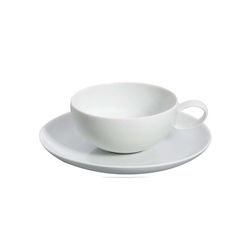 Taza té c/platillo porcelana Domo Whité,  Ø16,8x5 cm