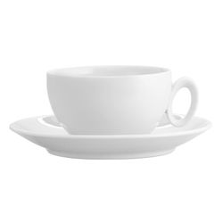 Taza té con platillo de porcelana en blanco, Ø 15,7 x 5,7 cm | Broadway White