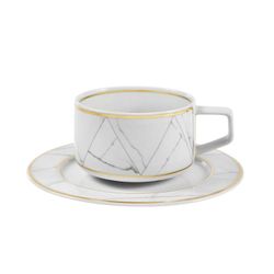 Taza Té con Platillo porcelana Carrara, Ø16,1x5,9 cm