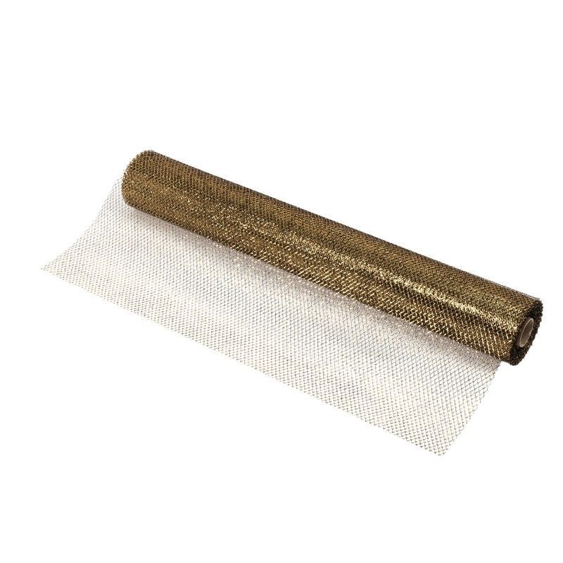 Tejido de rejilla plástica negro y dorado 70cmx20mts
