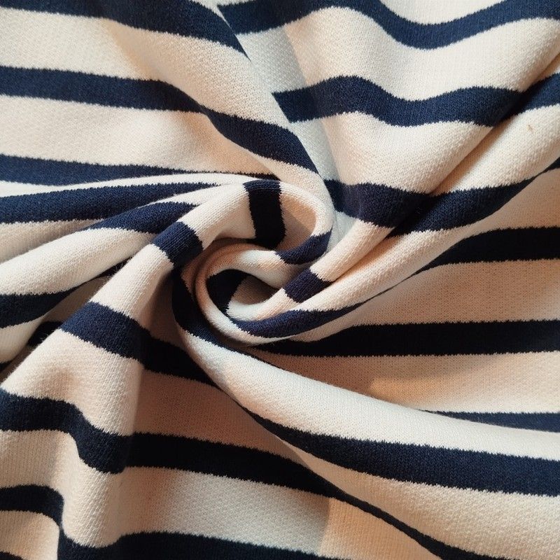 Tela Felpa a Rayas Azul Marino y Beige 310g/m² Ancho 175cm