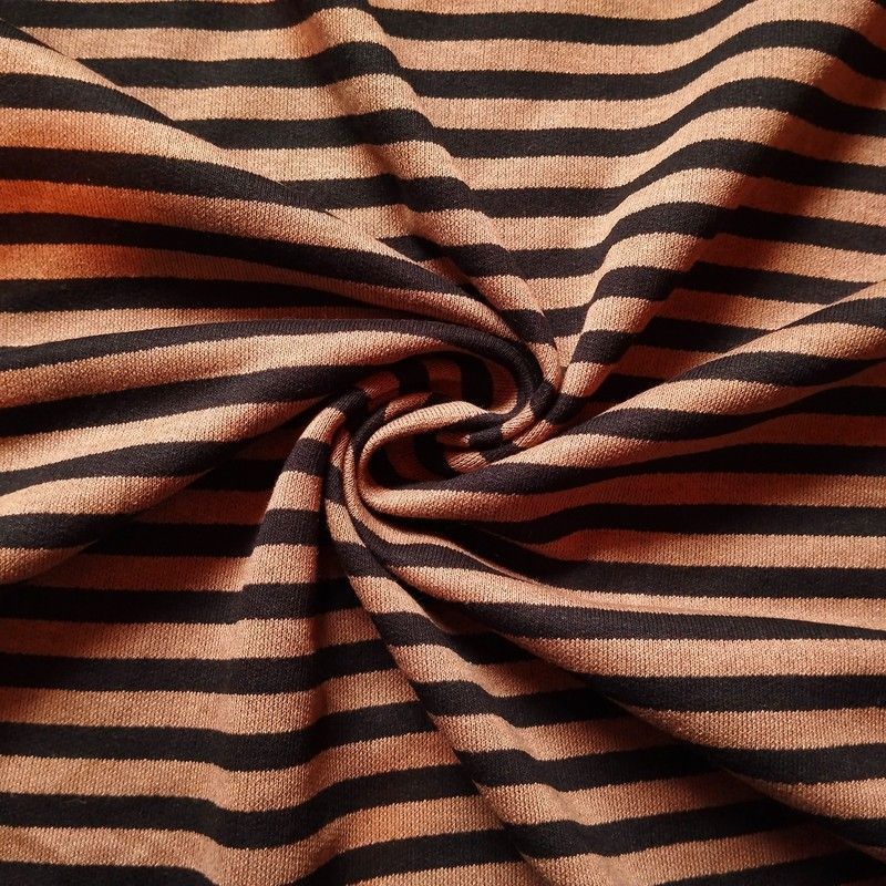 Tela Felpa de Rayas Marrones y Negras 260g ancho 190cm