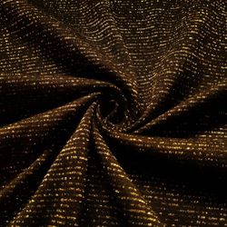 Tela Felpa Negra con Rayas de Hilo Dorado - 260g/m² ancho 175cm