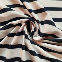 Tela Jersey a Rayas Azul Marino y Blanco para camisetas