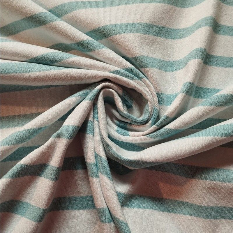 Tela Jersey estilo náutico Turquesa y Blanco. Ancho 175cm