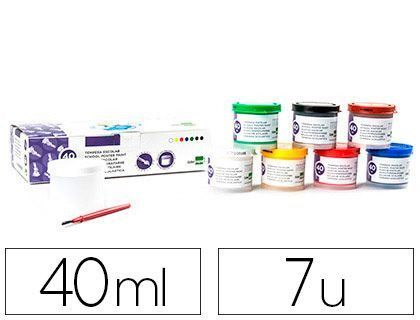Tempera Liderpapel Escolar 40 Ml 7 Colores Surtidos + Pincel