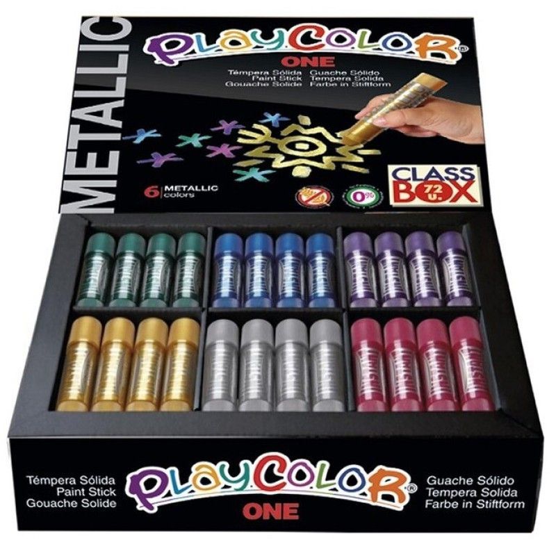 Témpera sólida PLAYCOLOR ONE METALLIC CLASS BOX 72 und.