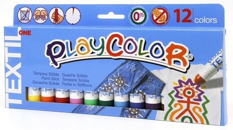 Témpera sólida PLAYCOLOR ONE TEXTIL 12 colores