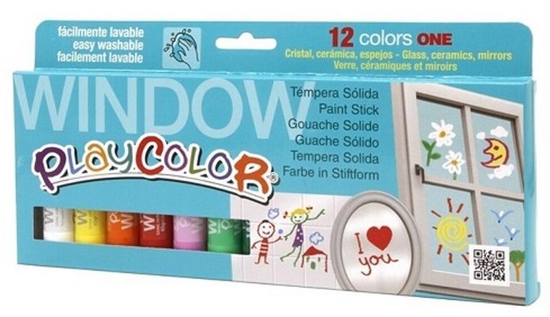 Témpera sólida PLAYCOLOR ONE WINDOW 12 colores