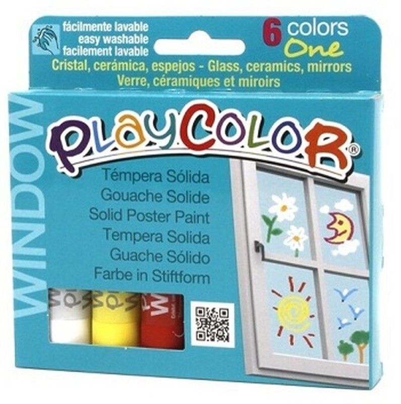 Témpera sólida PLAYCOLOR ONE WINDOW, 6 colores