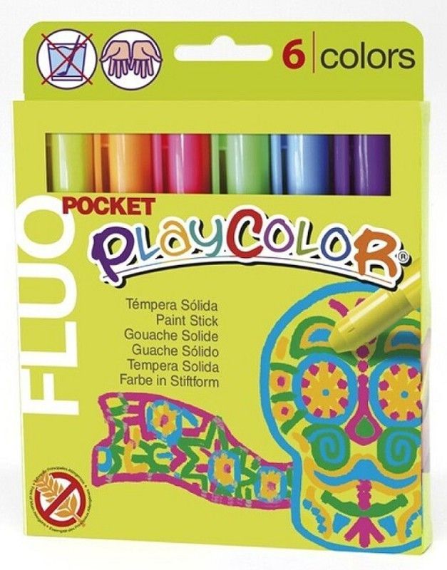 Témpera sólida PLAYCOLOR POCKET FLUOR 6 colores