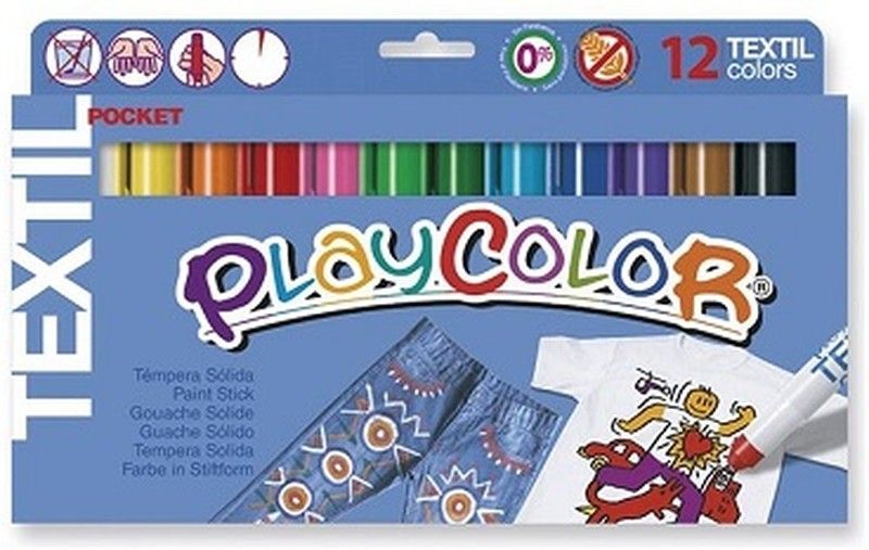 Témpera sólida PLAYCOLOR POCKET TEXTIL 12 colores