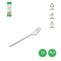 Tenedor Blanco 16,5 cm Reutilizable 20 unidades