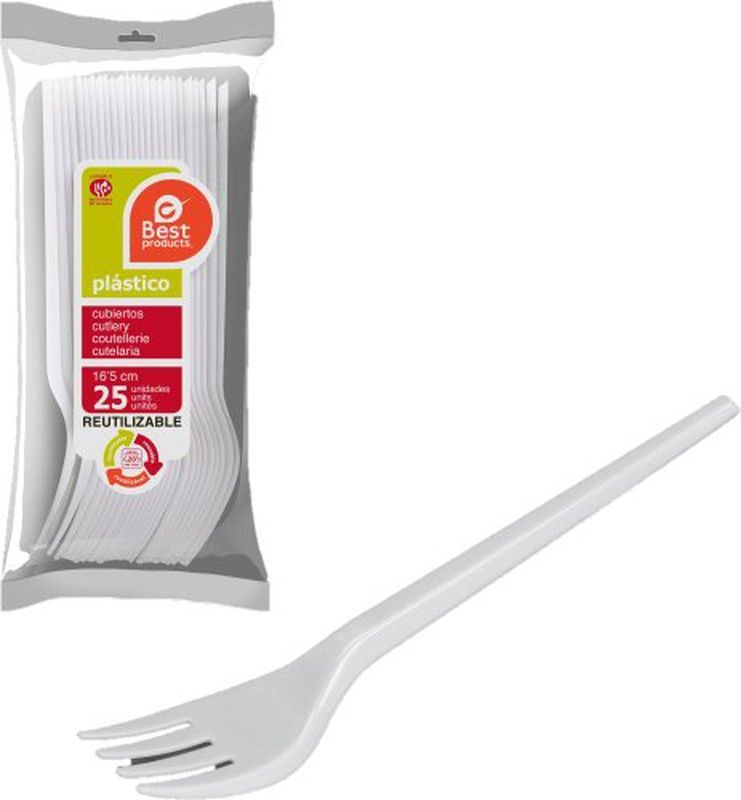 Tenedor Blanco Reutilizable (25) 730058