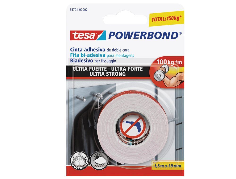 Tesa cinta doble cara powerbond ultrafuerte 1,5mx19mm