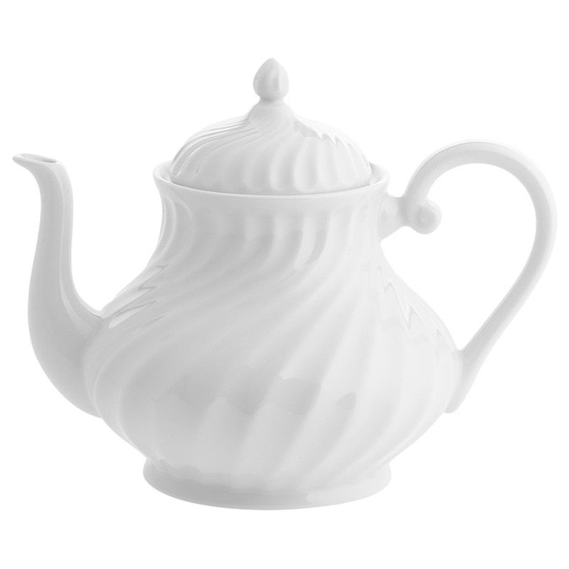 Tetera de porcelana en blanco, 24,1 x 17,2 x 19,4 cm | Sagres