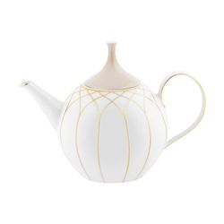 Tetera de porcelana en blanco, beige y oro, 23,1 x 14,1 x 17 cm | Terrace