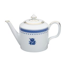 Tetera de porcelana en blanco y azul, 25,1 x 13,1 x 16,1 cm | Cozinha Velha
