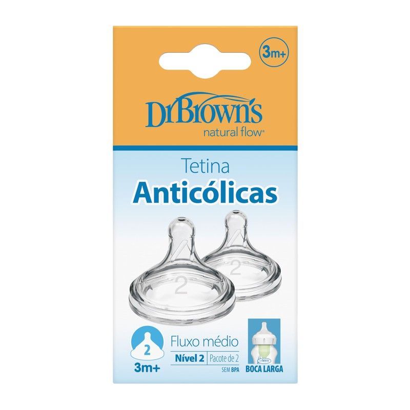 Tetina Silicona BA 3M+ 2uds Dr Brown's