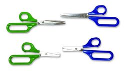 Tijera roma con ojo grande y ojo pequeño para zurdos, 75 mm.