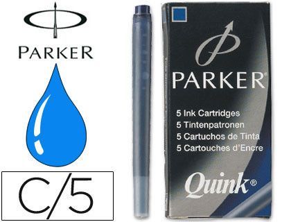 Tinta Estilografica Parker Azul Permanente -Caja de 5 Cartuchos