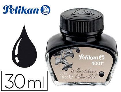 Tinta estilografica pelikan 4001 negro brillante frasco 30 ml
