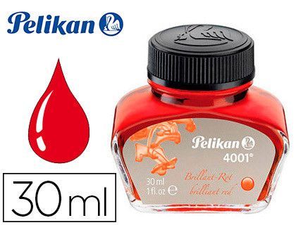 Tinta estilografica pelikan 4001 rojo brillante frasco 30 ml