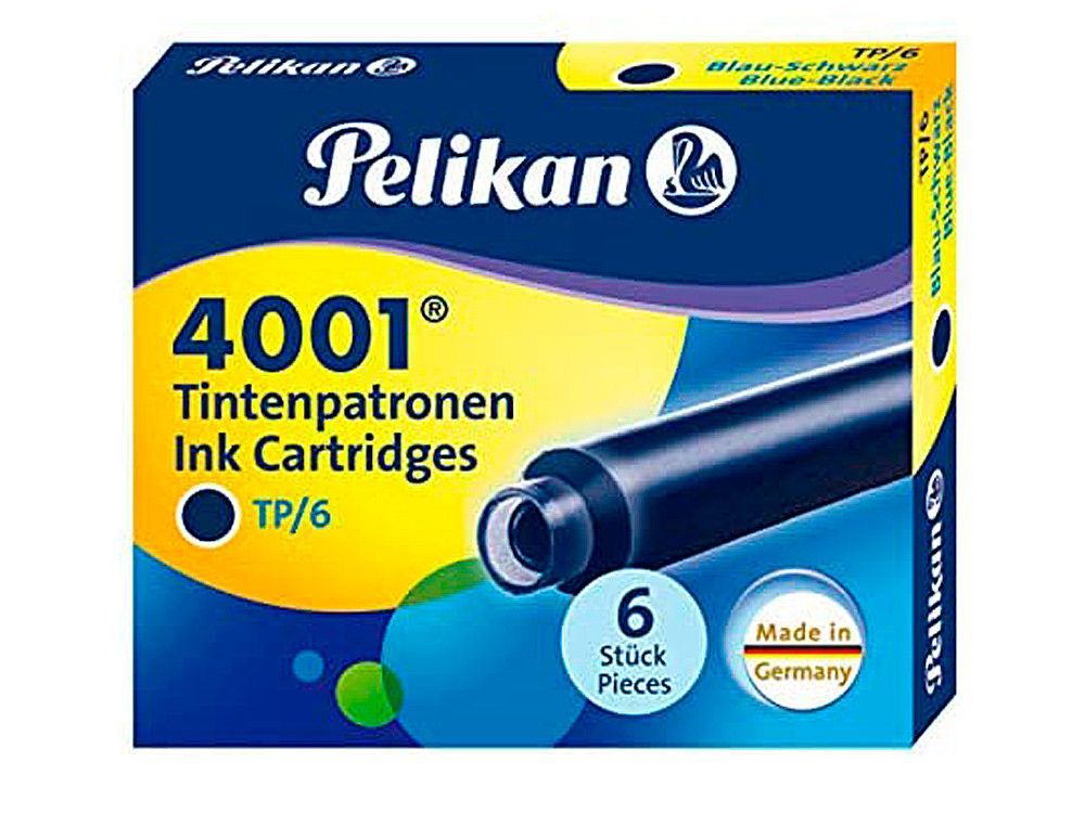 Tinta Pelikan estilográfica azul negro (6 unidades)