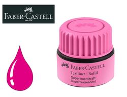 Tinta rotulador faber castell textliner fluorescente 1549 con sistema capilar color rosa frasco de 30 ml