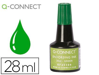 Tinta tampon q-connect verde frasco 28 ml