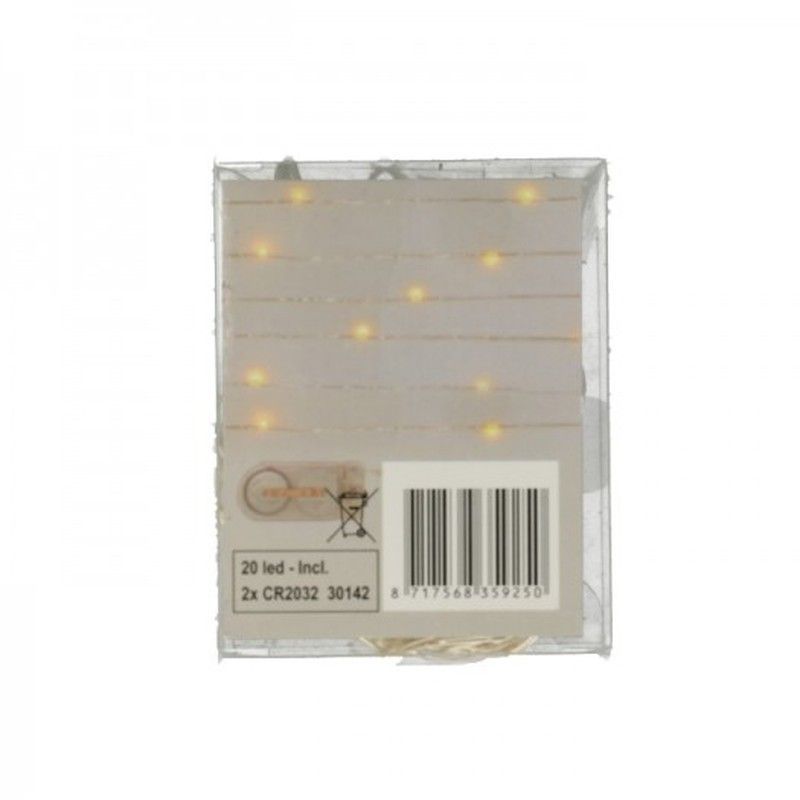 Tira Micro 20Led Warm Blca.+ Pila (2Xcr2032) 2Mts