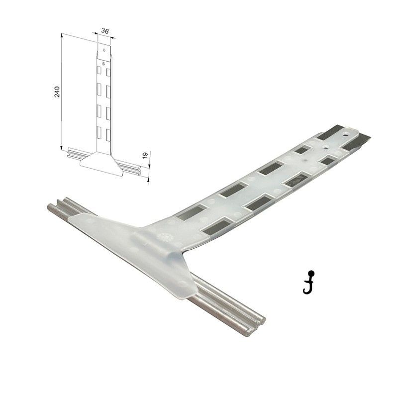 Tirante R1500 base de 200 mm. con fleje de 36x240 mm. y funda con taladros (para puerta autoblocante 65)