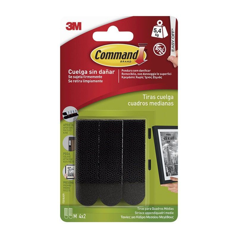 Tiras cuelgacuadros 3M serie Command Tiras Cuadros Mediana (8U). Ng. Command