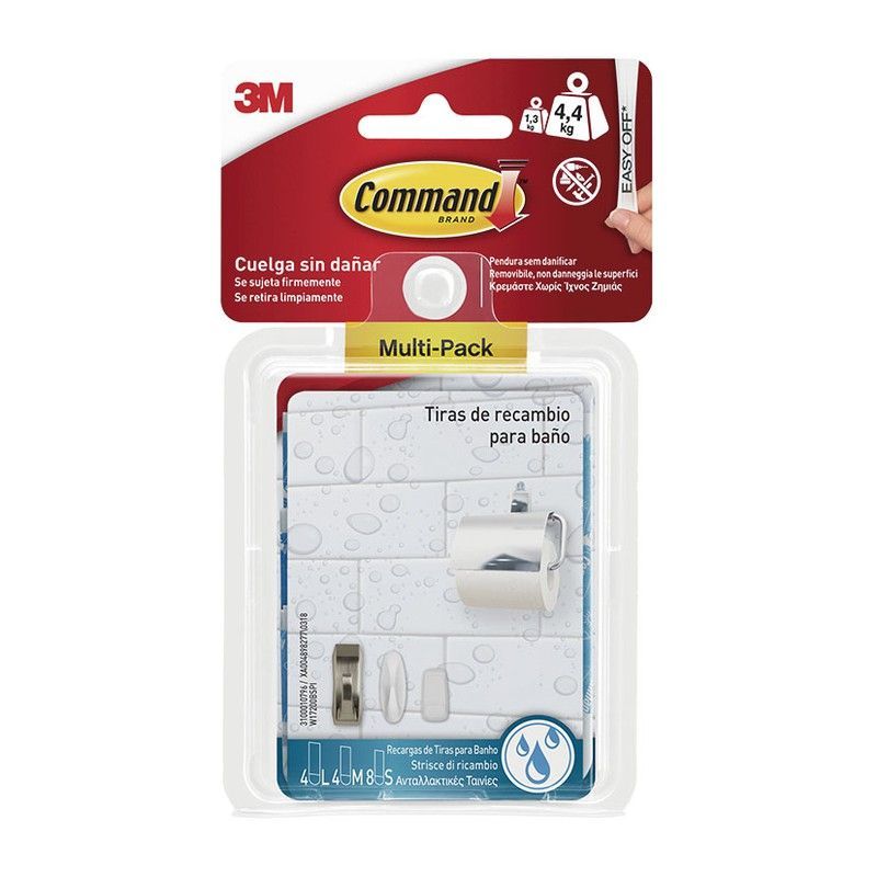Tiras cuelgacuadros 3M serie Command Tiras Surtidas Trans.Resist.Agua Command