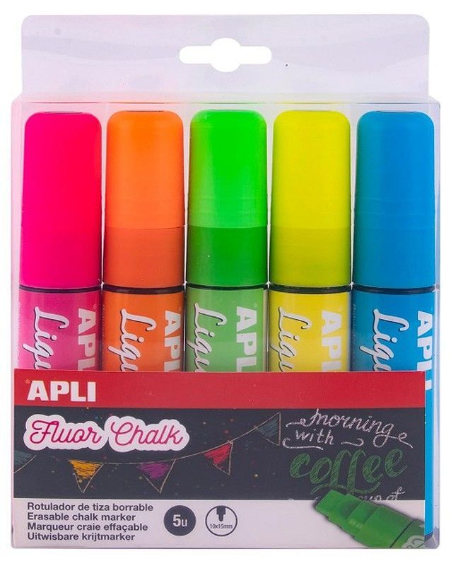 Tiza líquida LIQUID CHALK, 5 colores punta biselada