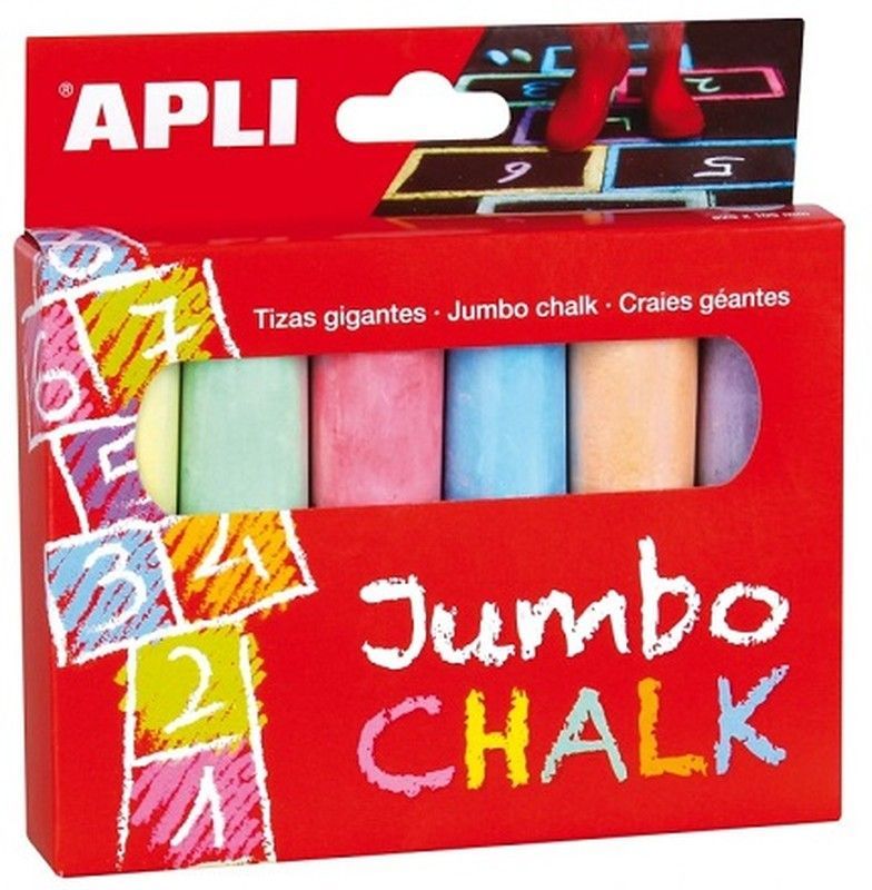 Tizas jumbo colores JUMBO CHALT surtidos 6 und.