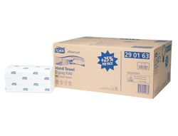 Toalla de papel engarzada 2 capas 21x23,5 cm paquete de 250 unidades para dispensador h3.