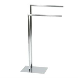 Toallero Doble en L Cilíndrico de Cromo, 30x20x82cm