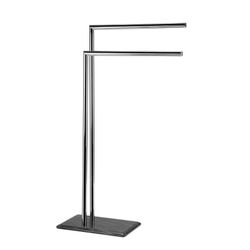 Toallero doble en L de cromo y mármol negro, 50x20x83cm