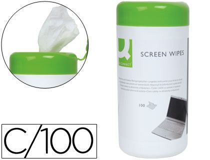 Toallitas Q-Connect Limpiadora de Pantallas y Teclados en Bote de 100 Unidades