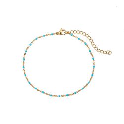 Tobillera Acero Dorado 20+5cm TAL0001DOETXX Enamel Turquesa
