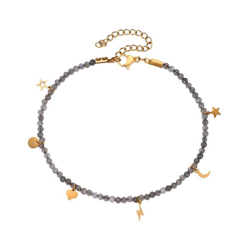 Tobillera Acero Dorado 20+5cm TAM0005DOLA Labradorita Charms