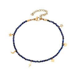 Tobillera Acero Dorado 20+5cm TAM0005DOLP Lapislazuli Charms